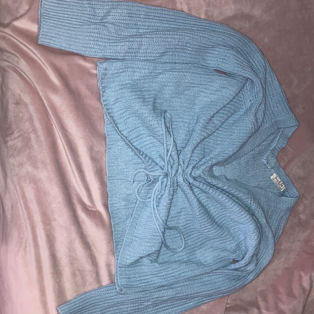 Blue tie knit long sleeve